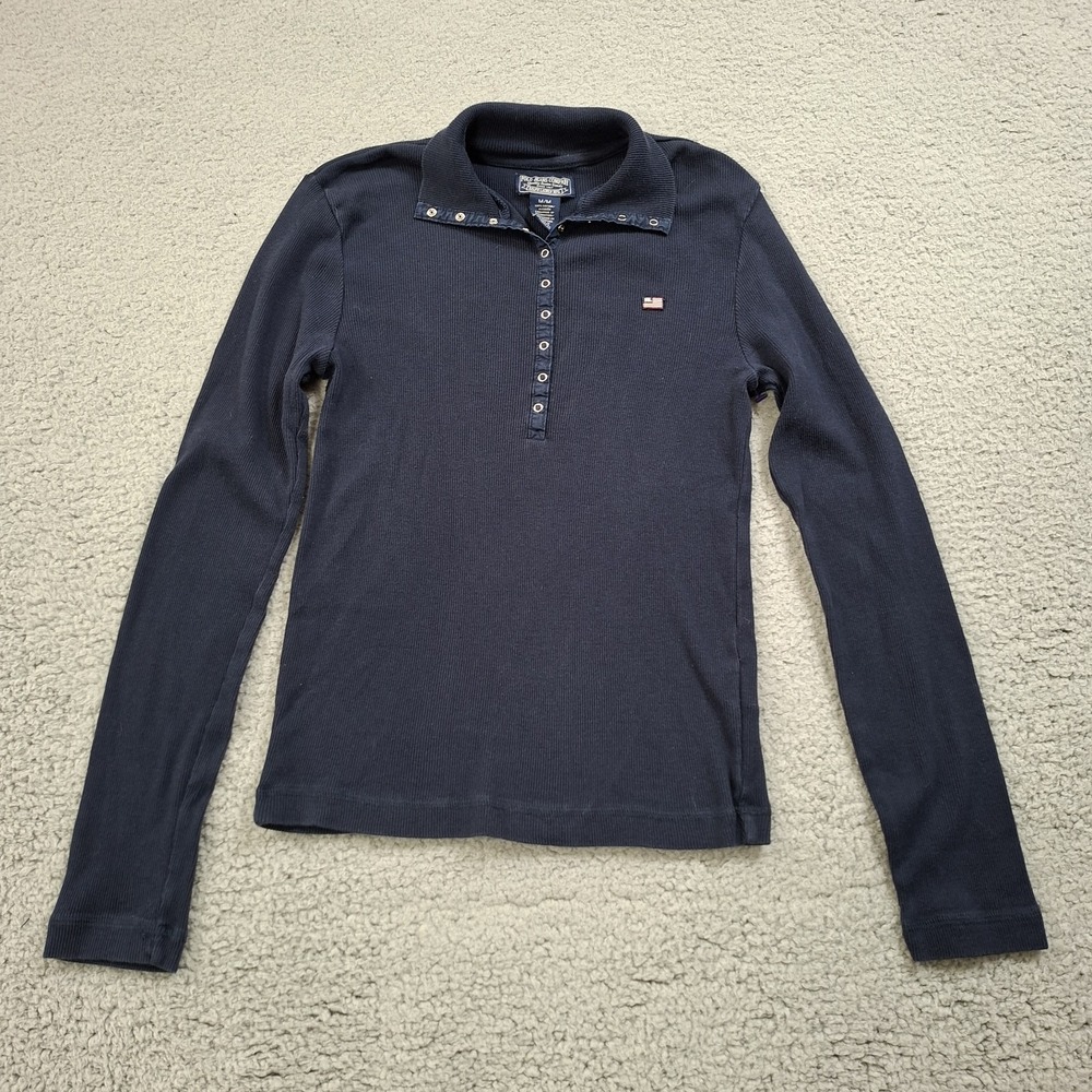 Vintage y2k Polo Jeans Co Ralph Lauren Teen M Ribbed Henley Long Sleeve Shirt